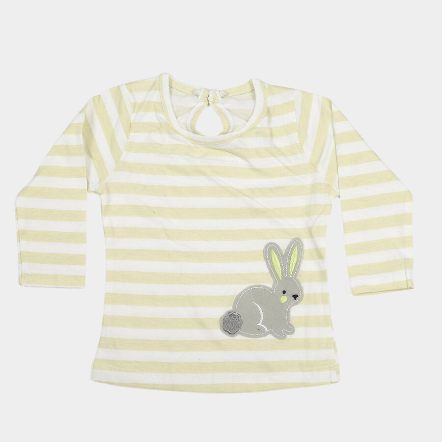 Infants Yellow Cotton Round Neck Regular T-Shirt, Yellow, large