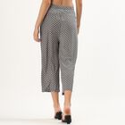Women's Black And White High-Rise Printed Wide-Leg Trousers, काला, small image number null