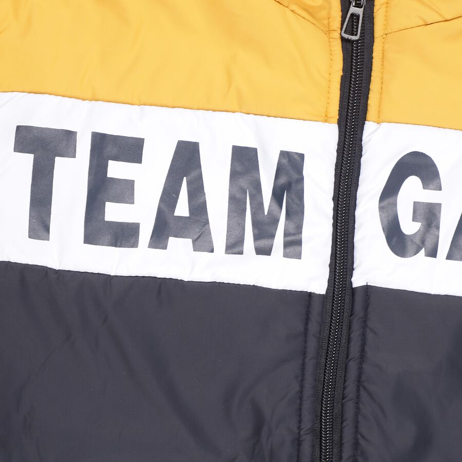 Boys' Navy and Yellow Hooded Casual Jacket, नेवी ब्लू, large image number null