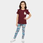 Girls Purple Cotton Round Neck Regular T-Shirt, बैंगनी, small