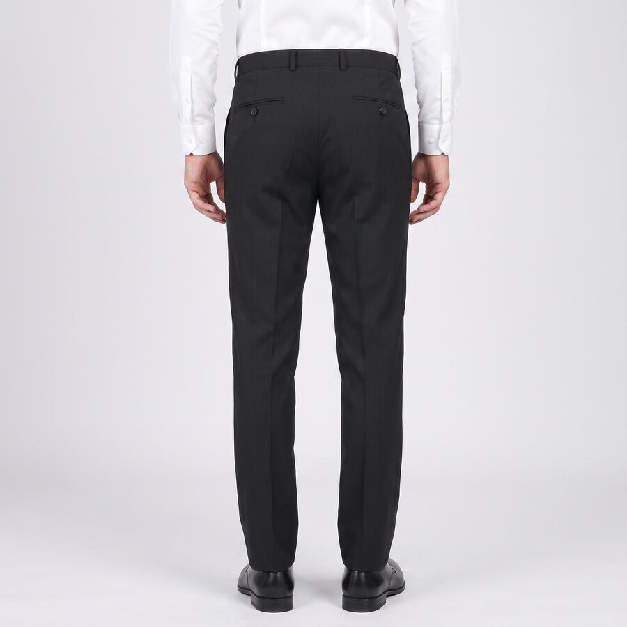 Men's Navy Blue Slim Fit Pinstriped Formal Trousers, Navy Blue, large