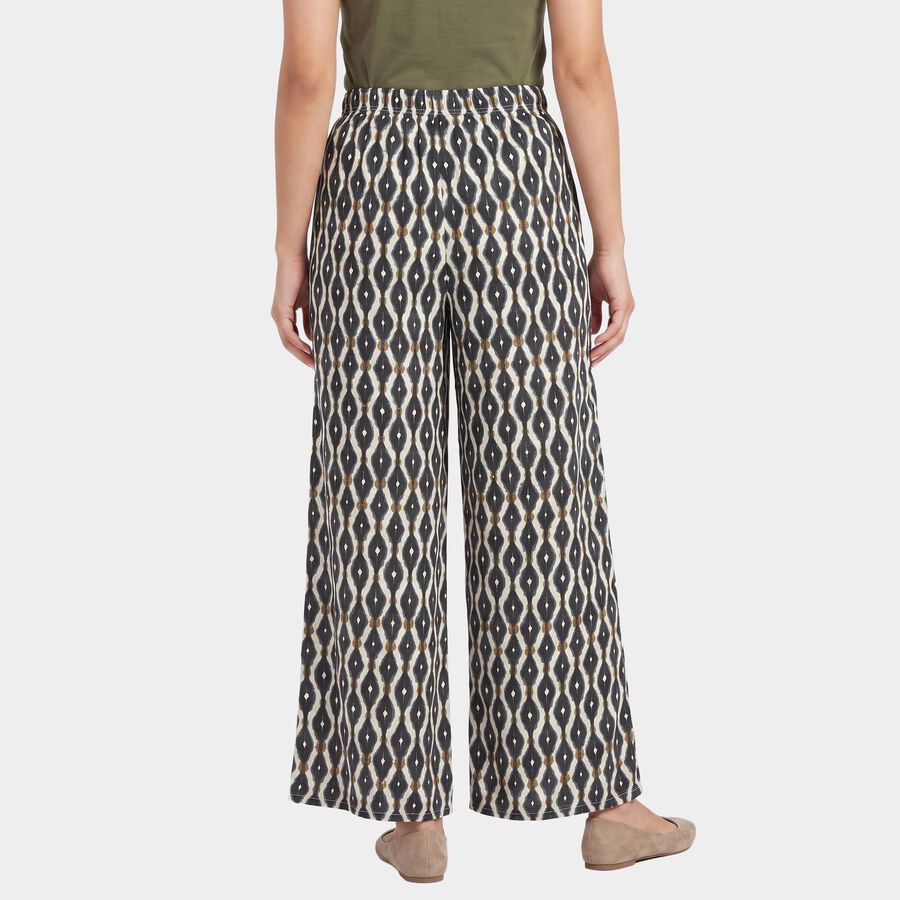 Women's Black Regular Fit Printed Palazzos, Black, large