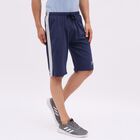 Men's Deep Navy Blue Regular Fit Contrast Panel Jamaican Shorts, Mid Blue, small