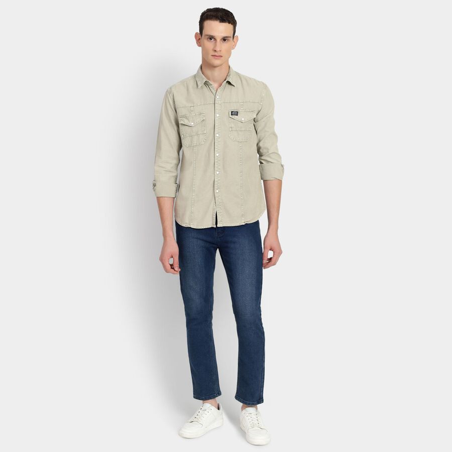 Men's 100% Cotton Casual Shirt, ओलिव, large image number null