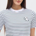 Women's White and Deep Green Cotton Round Neck Casual T-Shirt, Dark Green, small