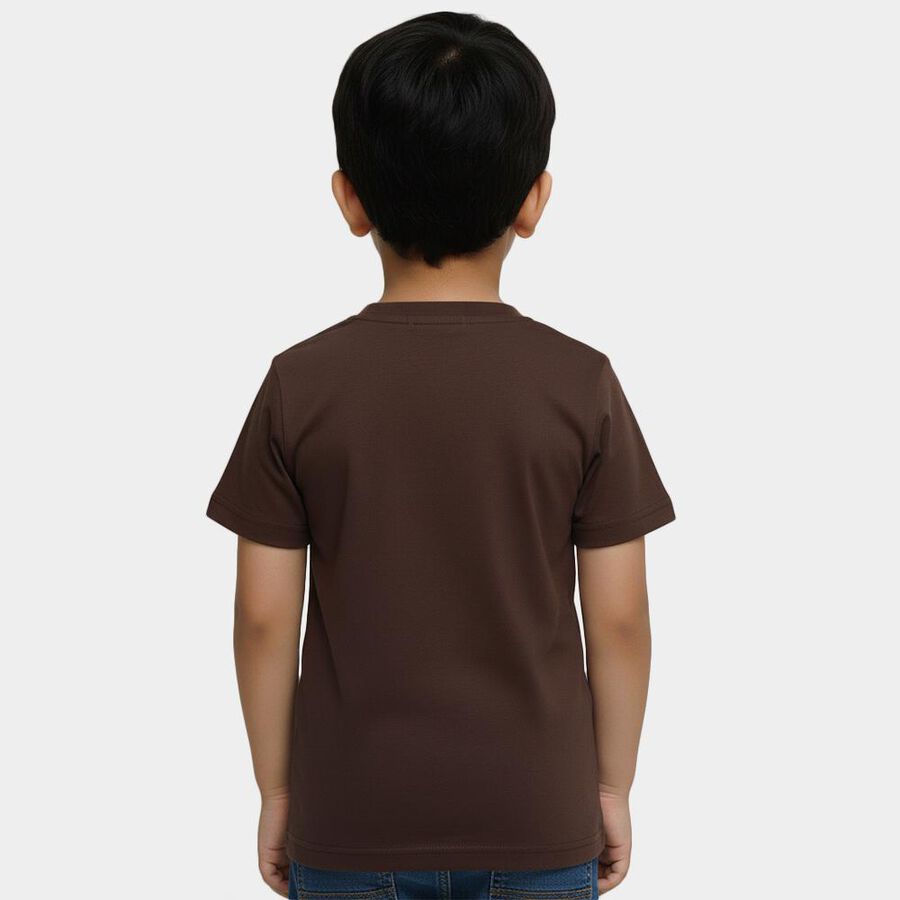 Boys' Half Sleeves T-Shirt, भूरा, large