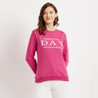 Solid Round Neck Sweatshirt, Fuchsia, small image number null