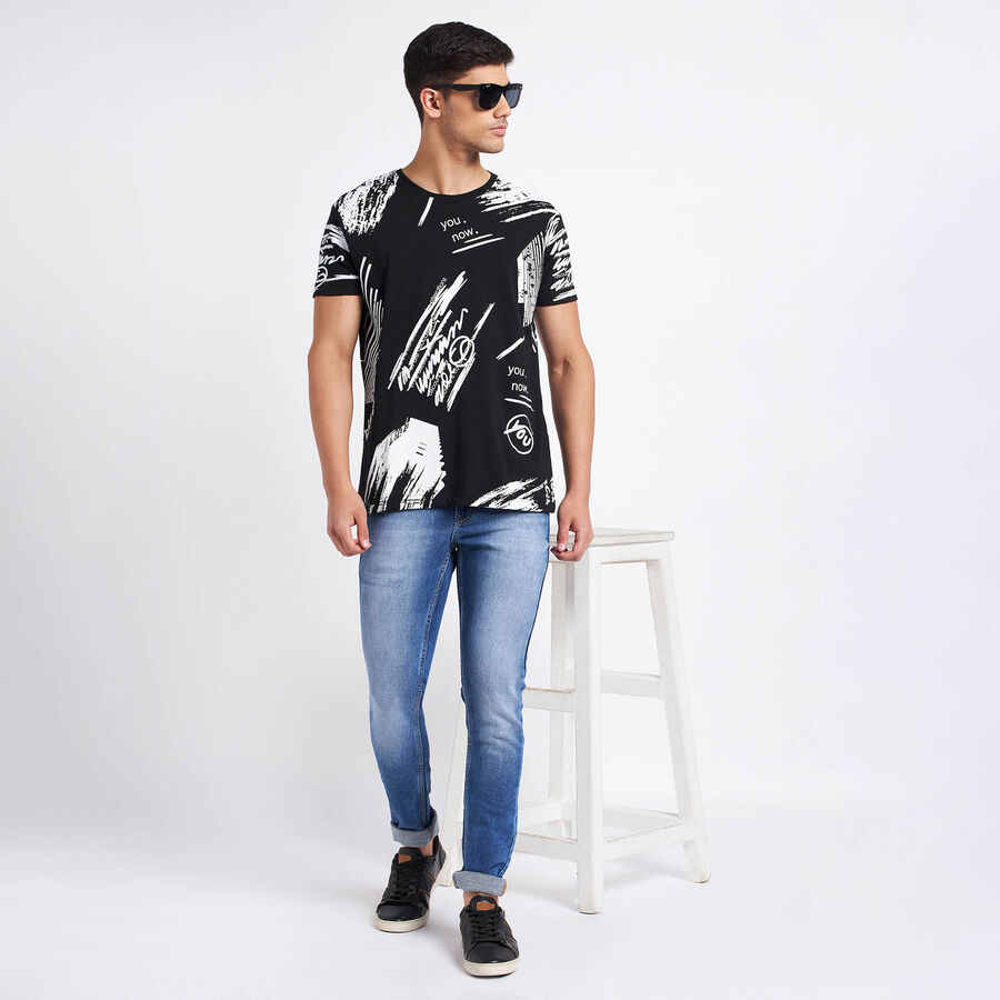 All Over Print Round Neck T-Shirt, Black, large image number null