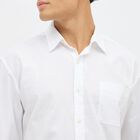 Men's Bright Snow White Cotton Spread Collar Casual Shirt, सफ़ेद, small image number null