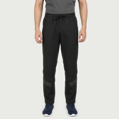 Men's Black Straight Fit Zip Pocket Track Pants