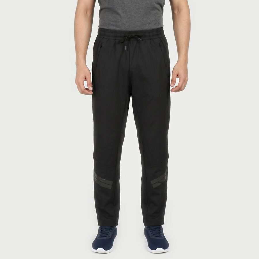 Men's Black Straight Fit Zip Pocket Track Pants, Black, large
