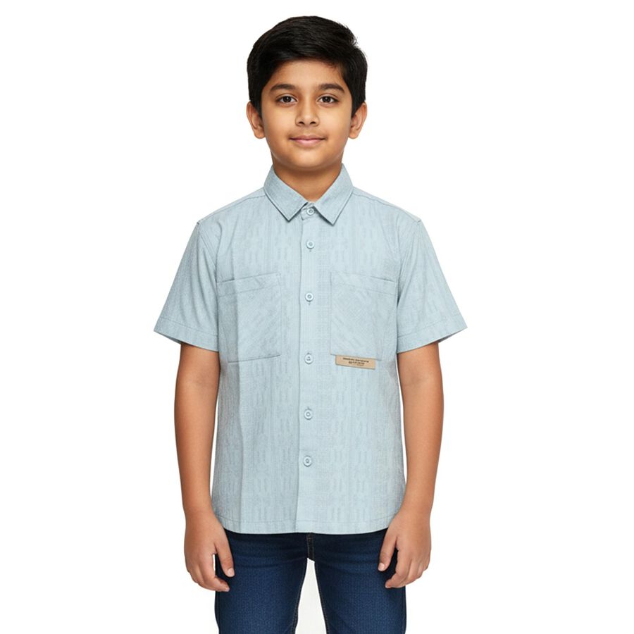 Boys' 100% Cotton Casual Shirt, Light Green, large image number null