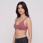 Women's Wine Cotton Blend V Neck T-Shirt Bra, Wine, small