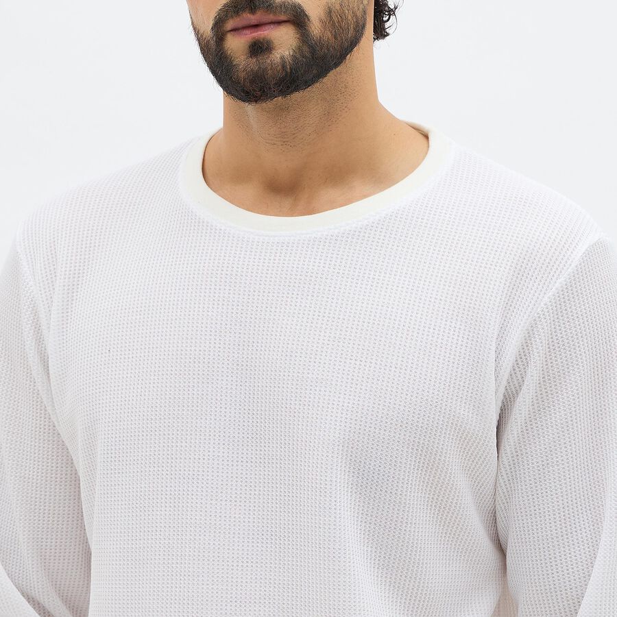 Men's Snow White Crew Neck Casual T-Shirt, White, large image number null