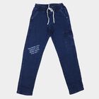 Boys' Blue Cargo Fit Printed Jeans, Dark Blue, small