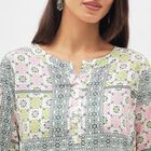 Women's Ivory Round Neck Printed Kurti, Off White, small image number null
