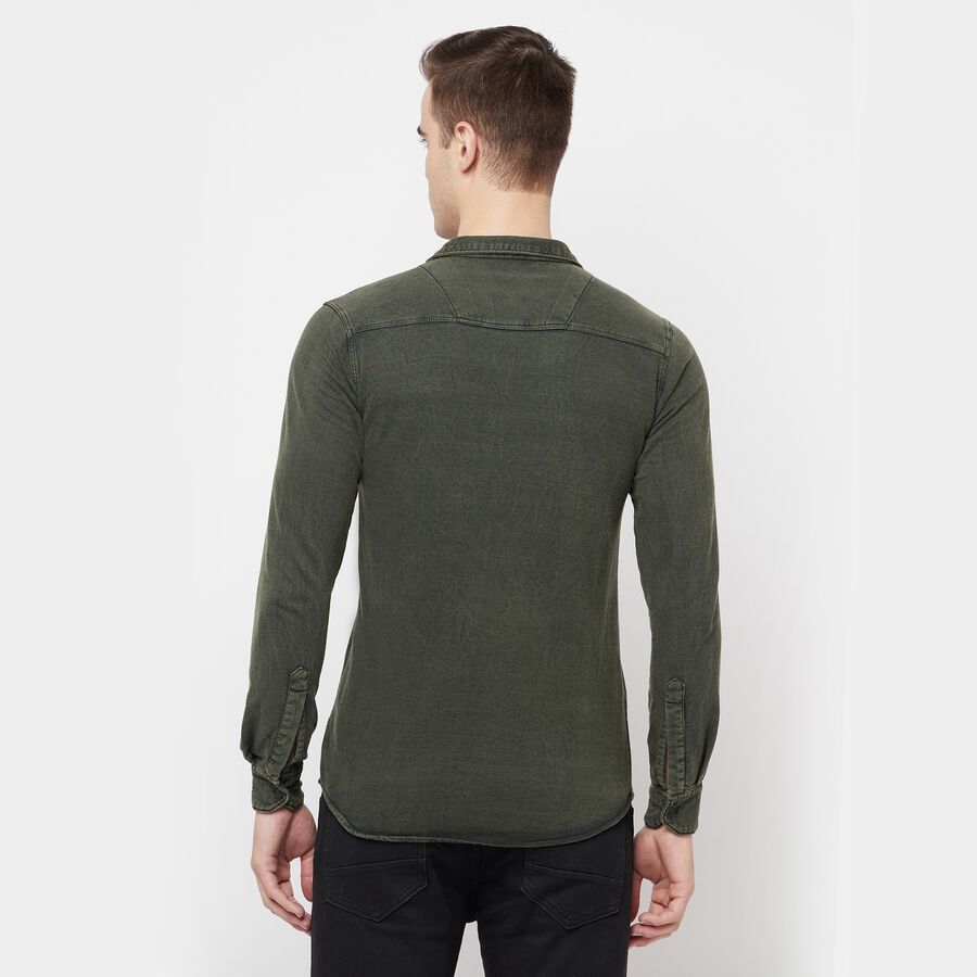 Solid Casual Shirt, Olive, large image number null