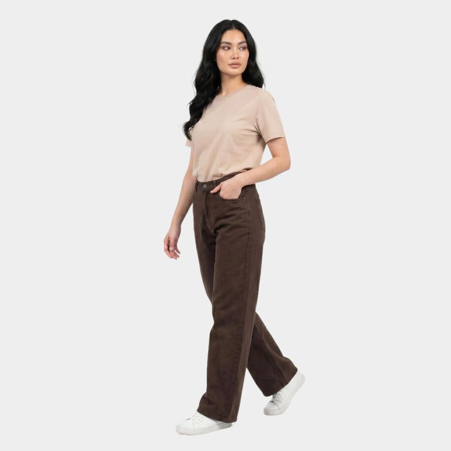 Women's Brown Straight Fit Classic Jeans, Brown, large
