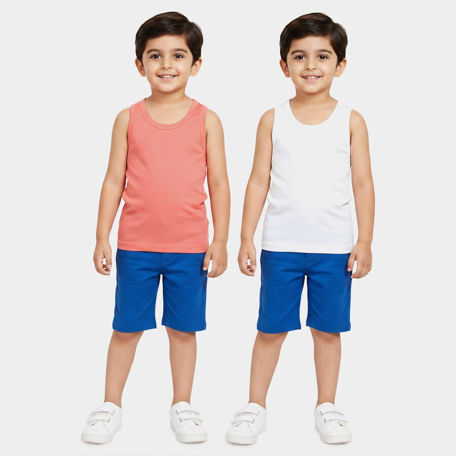 Boys Coral Cotton Round Neck Waistcoat Vest, मूँगा (कोरल), large