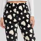Women's Black Straight Fit Heart Pyjama, Black, small