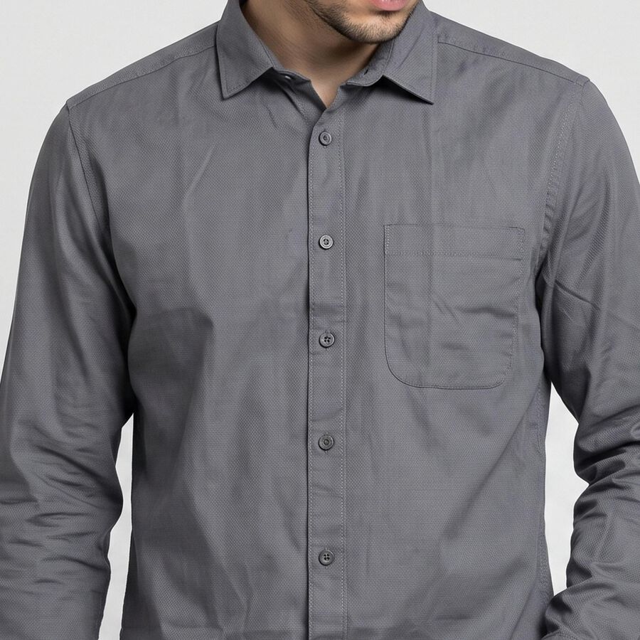 Men's Grey Casual Shirt, गहरा ग्रे, large