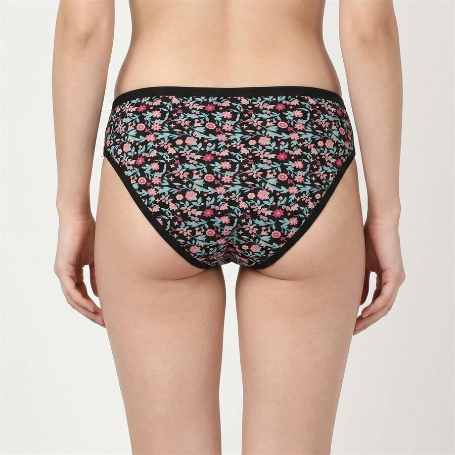 Women's Black Regular Fit Floral Printed Panty, Black, large