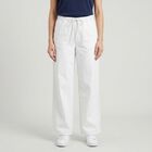 Women's White Straight Fit Drawstring Waist Jeans, White, small