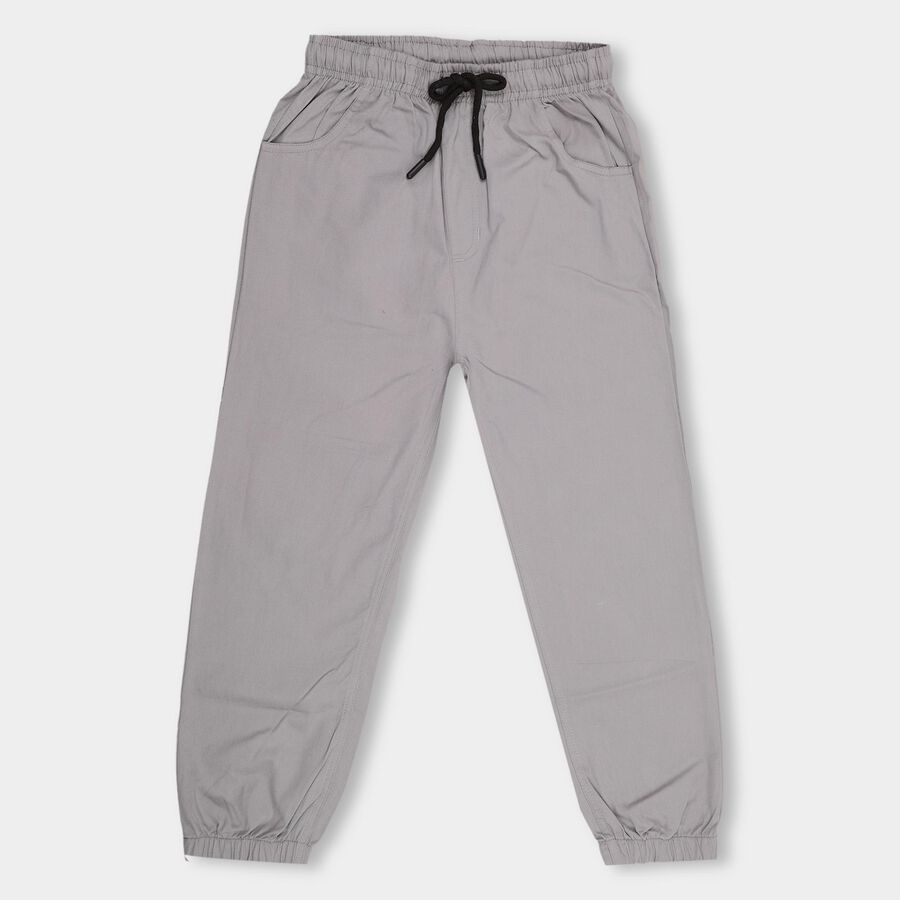 Boys' 100% Cotton Trousers , हल्का ग्रे, large