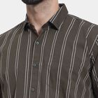 Cotton Stripes Casual Shirt, Dark Green, small image number null