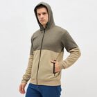 Men's Muted Olive Green and Beige Hoodie Neck Casual Sweatshirt, Beige, small image number null
