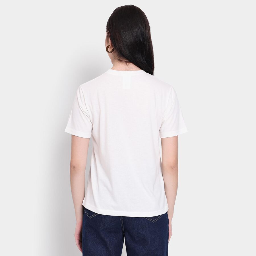 Ladies' Round Neck T-Shirt, सफ़ेद, large