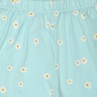 Girls Light Blue Straight Fit Floral Printed Pyjama, एक्वा, small
