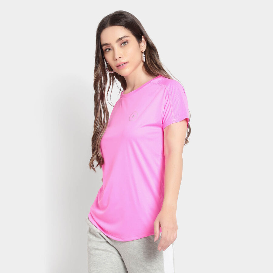 Solid Round Neck T-Shirt, Pink, large image number null