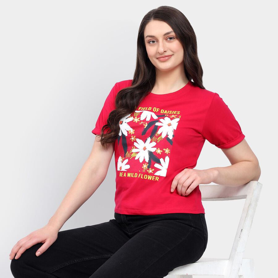 Ladies' Round Neck T-Shirt , Fuchsia, large