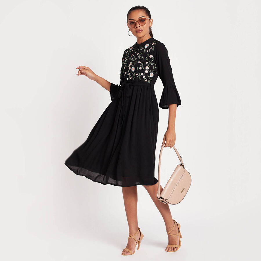 Embroidered Calf Length Women, Black, large image number null
