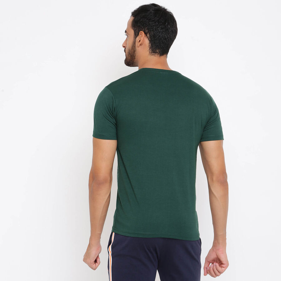 Cut & Sew Round Neck T-Shirt, Dark Green, large image number null