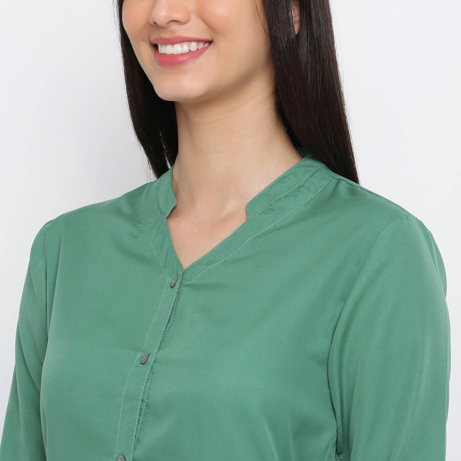 Solid 3/4th Sleeves Shirt, Light Green, large image number null