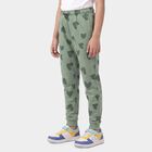 Girls' Sage Green Heart Printed Drawstring Pyjama, Light Green, small