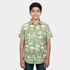 Boys Olive Green Cotton Regular Fit Casual Shirt, ओलिव, small