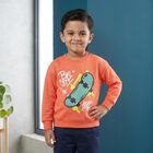 Boys' Peach Crew Neck Pullover Sweatshirt, पीच, small