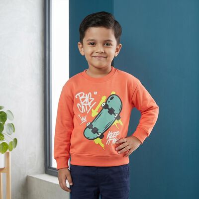 Boys' Peach Crew Neck Pullover Sweatshirt