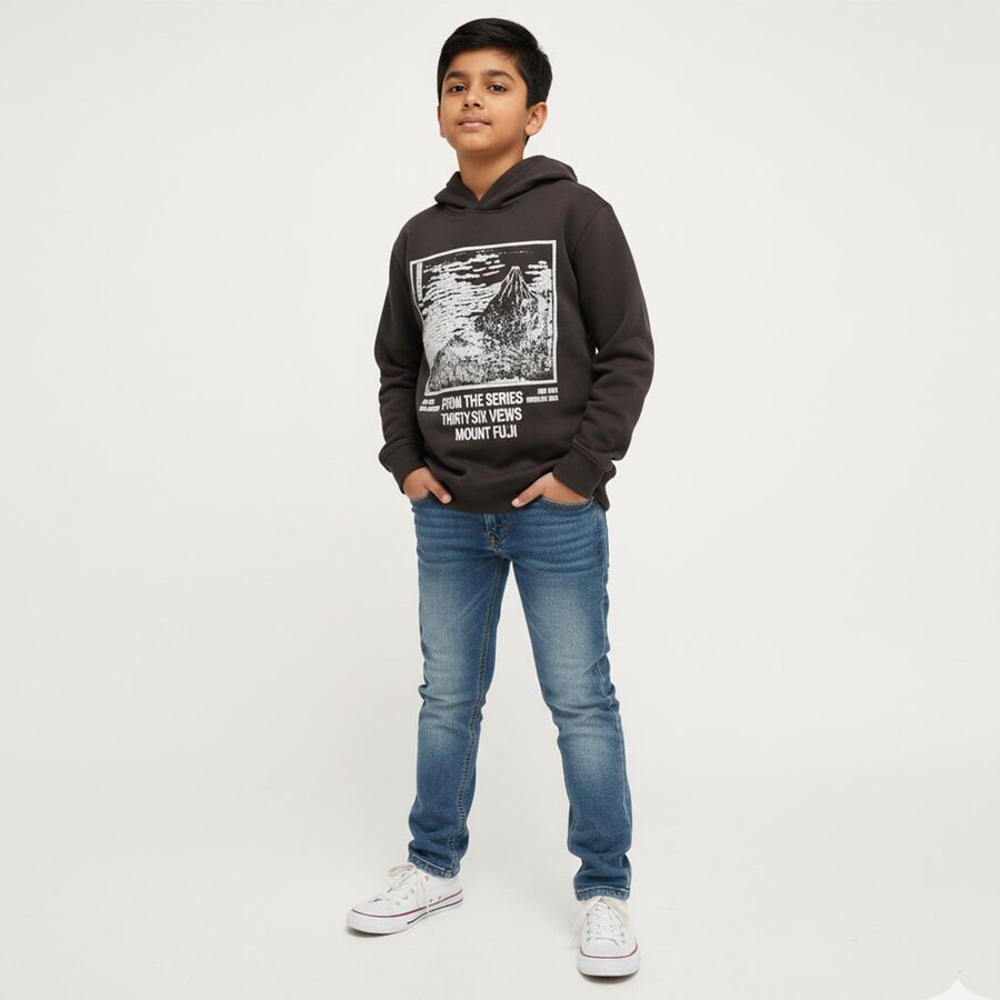 Boys' Sweatshirt, गहरा ग्रे, large image number null