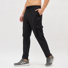Men's Jet Black Regular Fit Cargo Track Pants, Black, small