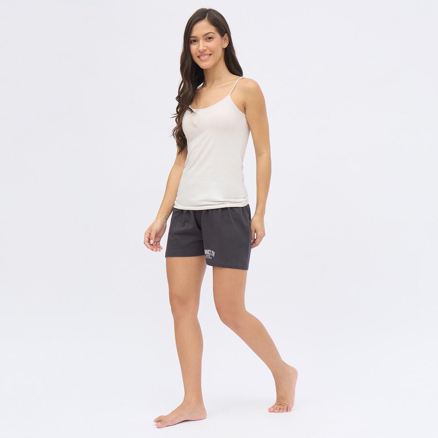 Ladies' Charcoal Black Elastic Waist Basic Shorts, Charcoal, large image number null