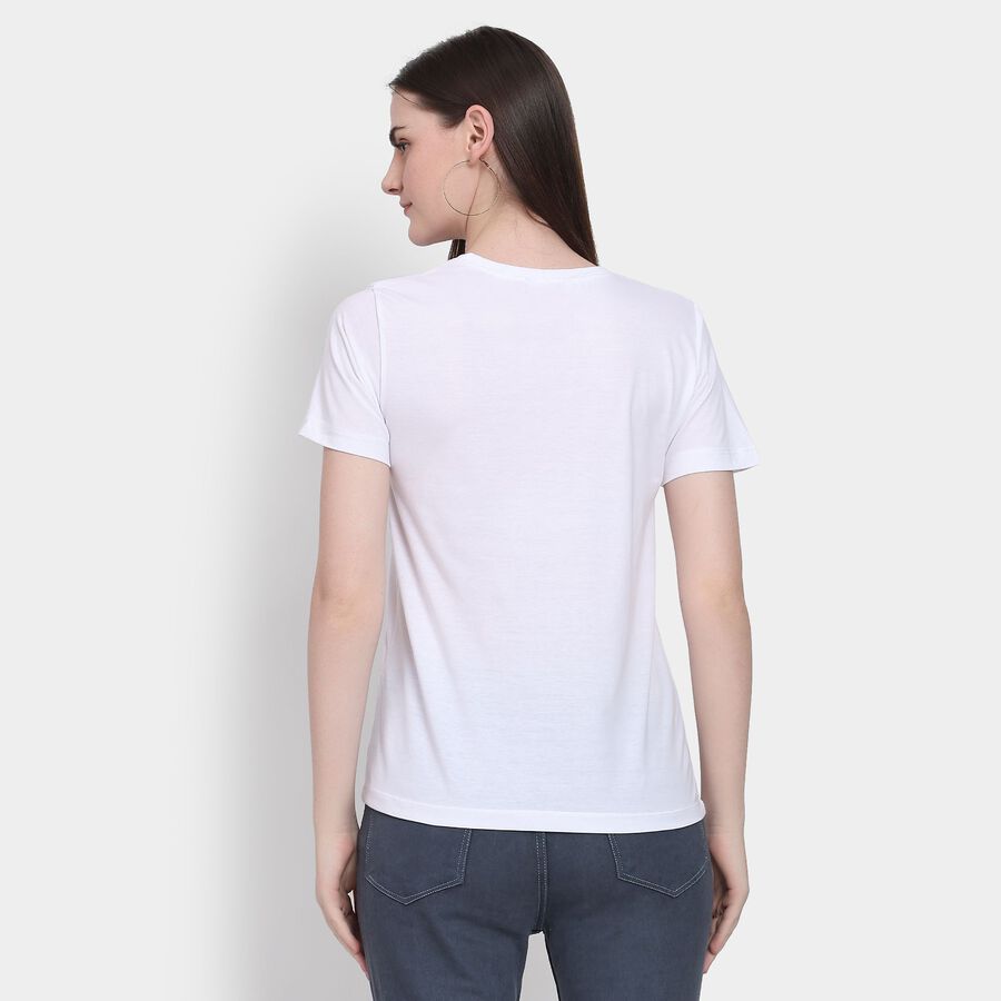 Ladies' Round Neck T-Shirt, ऑफ व्हाइट, large image number null