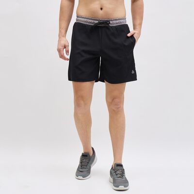 Men's Black Relaxed Fit Elastic Waist Bermuda Shorts