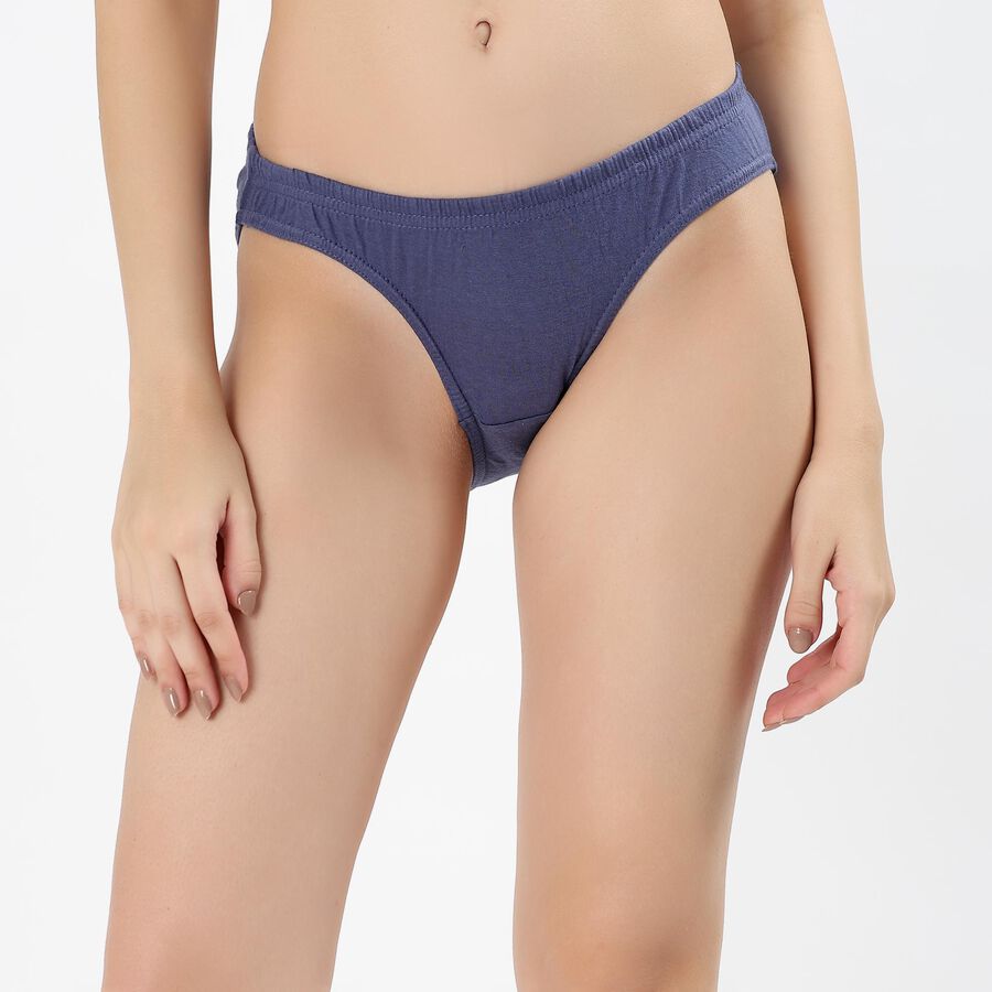 Women's Deep Steel Blue Bikini Style Panty, Navy Blue, large