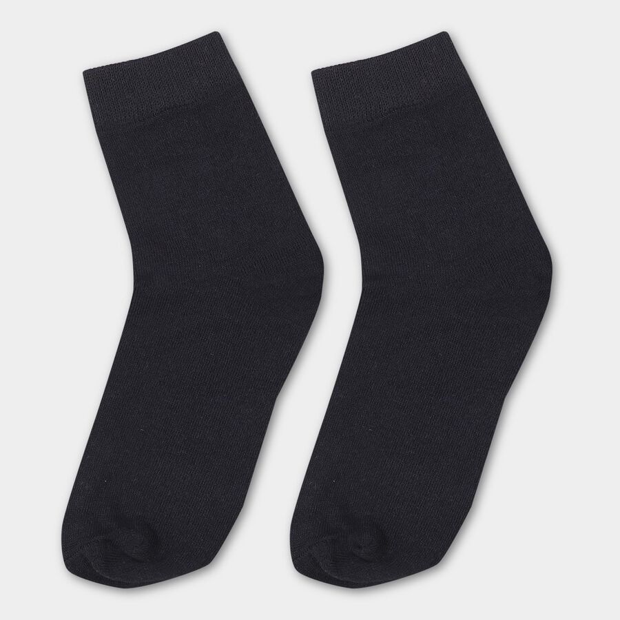 Boys' Deep Charcoal Black Regular Fit Socks, Navy Blue, large image number null