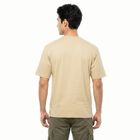 Men's Beige Round Neck Graphic Print Regular T-Shirt, Beige, small