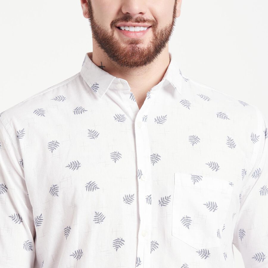 Cotton Printed Casual Shirt, White, large image number null